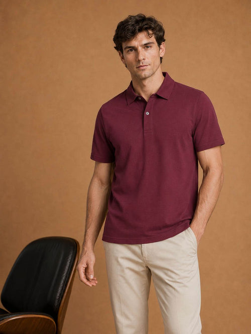 The James poloshirt burgundy
