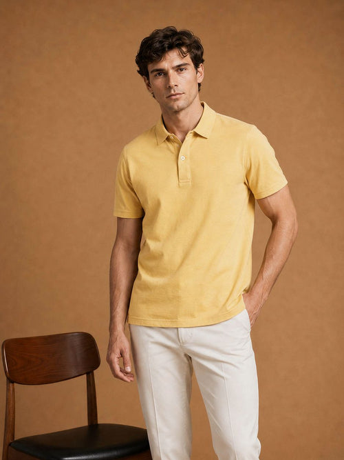 The James poloshirt geel