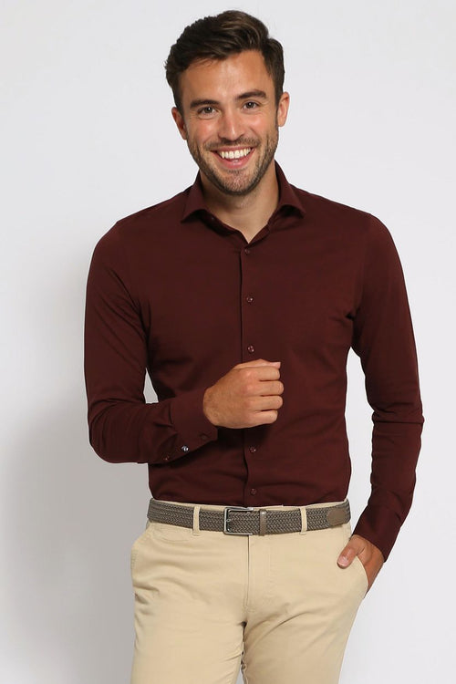 Overhemd pique bordeaux