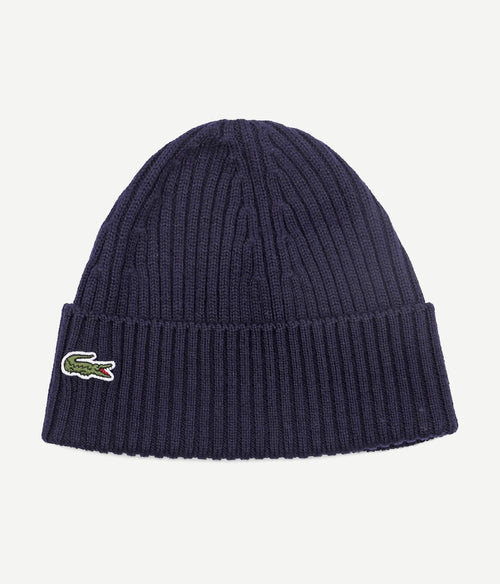 Lacoste knitted muts wol donkerblauw