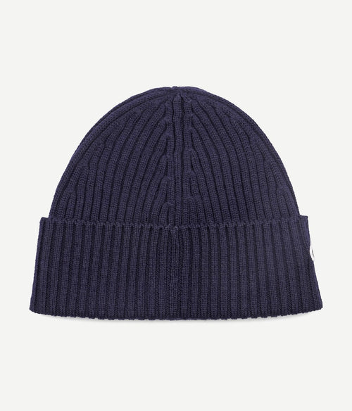 Lacoste knitted muts wol donkerblauw