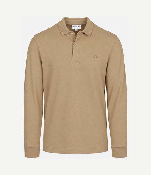 Longsleeve poloshirt piqué beige