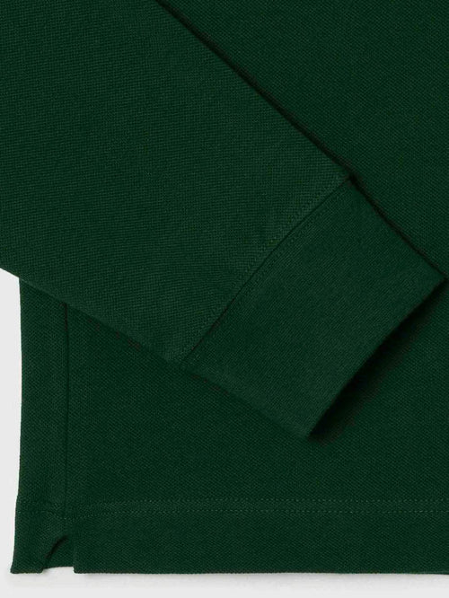Longsleeve poloshirt piqué donkergroen