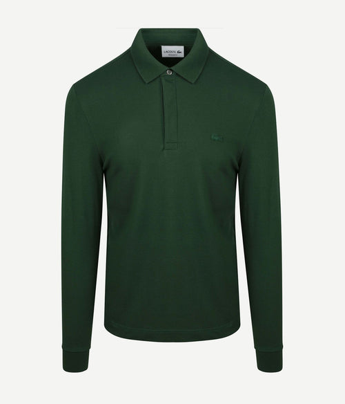 Longsleeve poloshirt piqué donkergroen