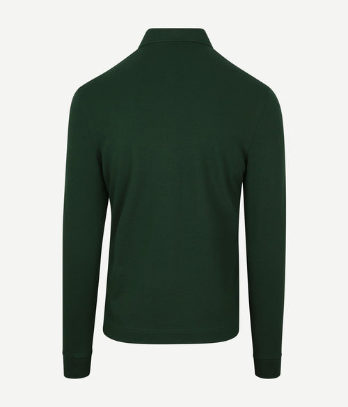 Longsleeve poloshirt piqué donkergroen