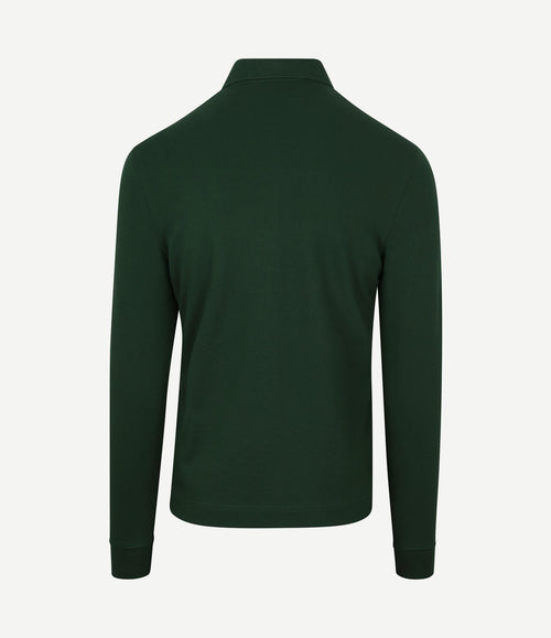 Longsleeve poloshirt piqué donkergroen