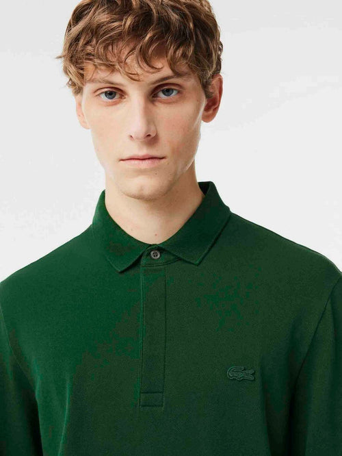 Longsleeve poloshirt piqué donkergroen