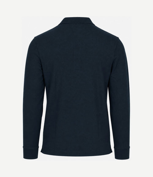 Longsleeve poloshirt piqué donkerblauw