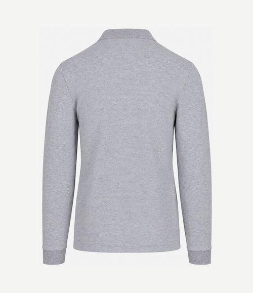 Longsleeve poloshirt piqué licht grijs