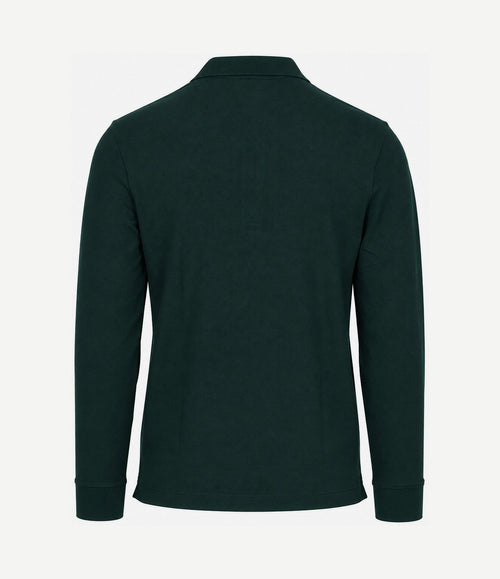 Longsleeve poloshirt piqué donkergroen