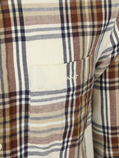 Gant overhemd flanel ruit ecru | Regular-fit