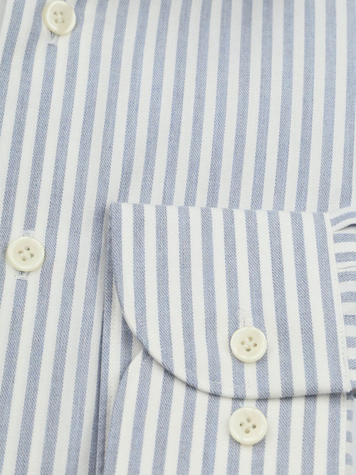 Profuomo overhemd peached stripes flanel blauw | Slim-fit