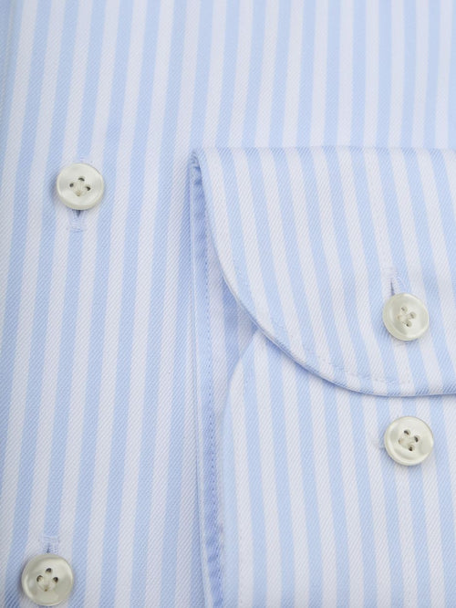 Twill overhemd strepen lichtblauw