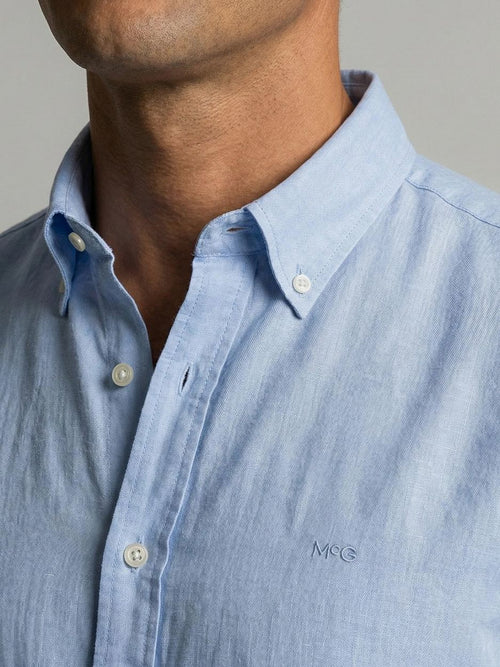 Overhemd cotton linen lichtblauw