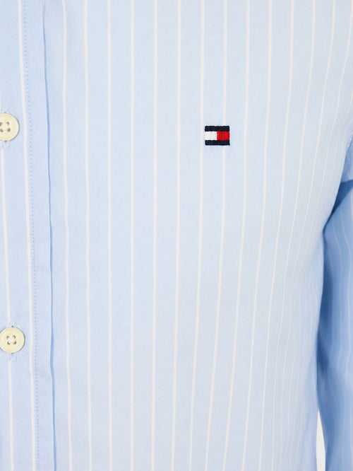 Poplin overhemd streep lichtblauw
