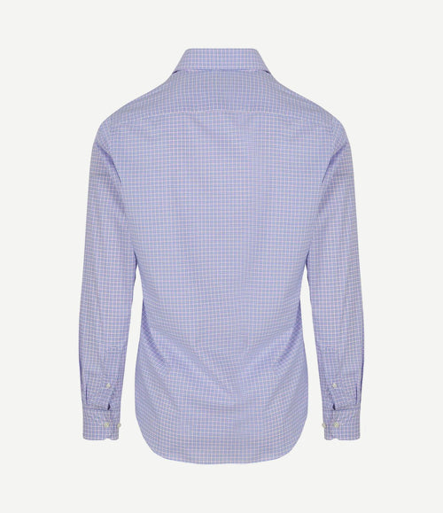 Overhemd ruiten blauw roze