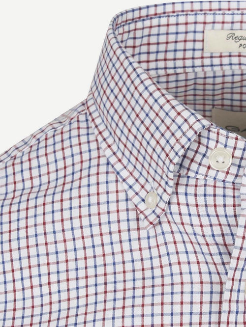 Gant casual overhemd poplin ruit blauw rood | Regular-fit