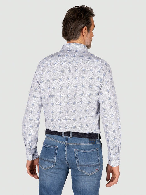 Overhemd karson linnen blend blauw