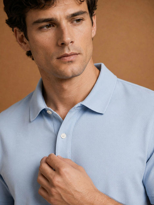 The James poloshirt lichtblauw