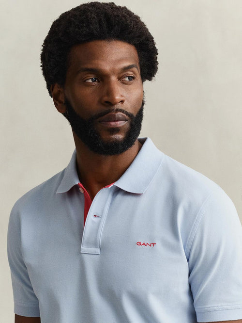 Contrast piqué poloshirt fresh blauw
