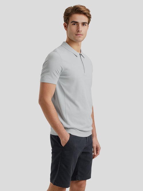 Poloshirt half-zip lichtblauw