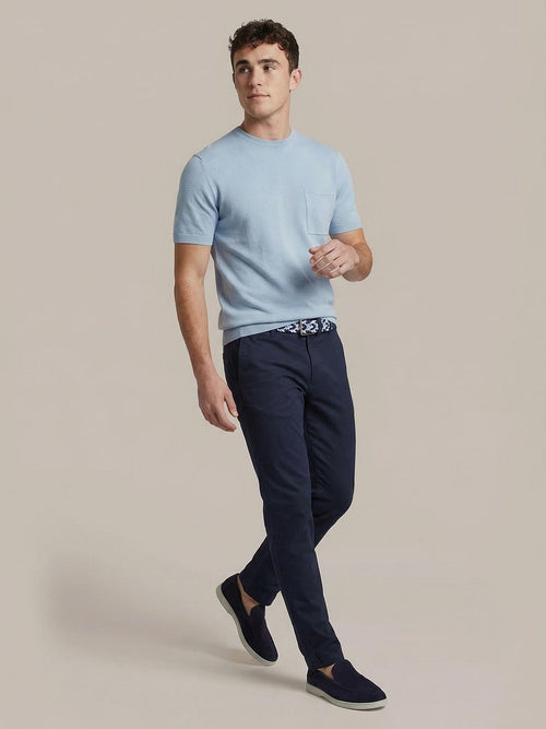Knitted t-shirt pocket compact lichtblauw