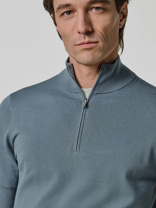 halve rits pullover luxury basic blauw
