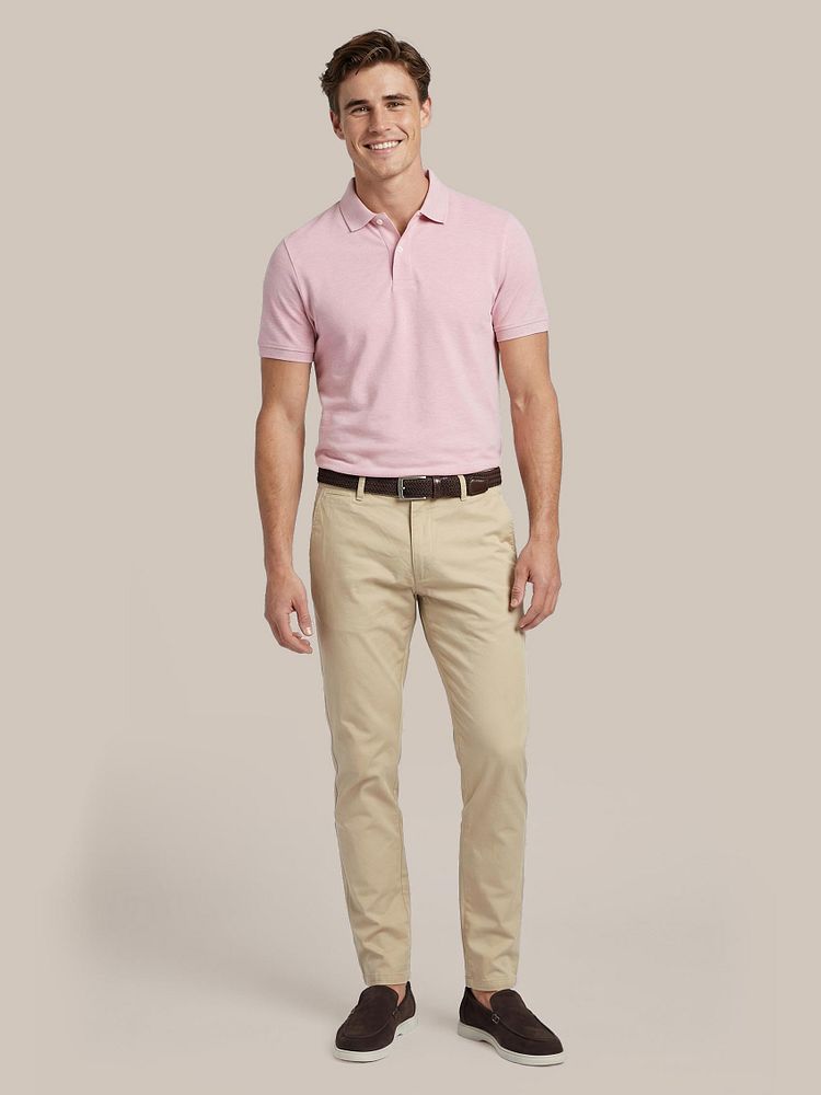 Azul loafers bruin met Chino Plato ecru en Poloshirt mel pique roze
