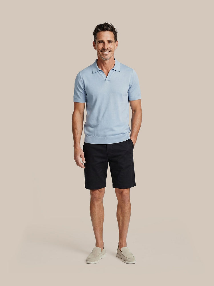 Azul loafers beige met Polo riva compact staal blauw en Respect jink short donkerblauw