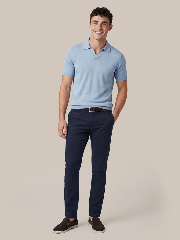 Azul loafers bruin met Chino Pico donkerblauw en Polo riva compact staal blauw