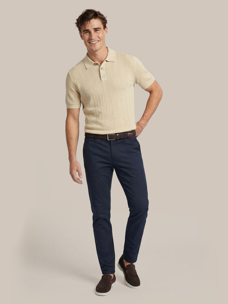 Azul loafers bruin met Chino Pico donkerblauw en Knitted jacquard polo sand