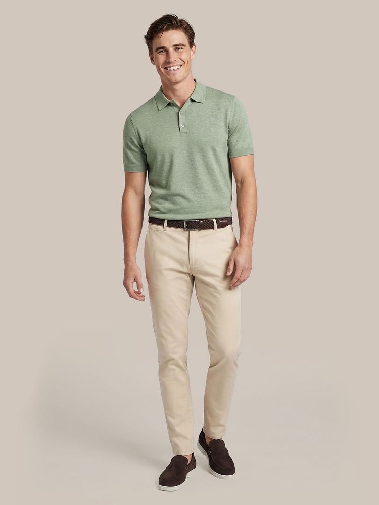 Azul loafers bruin met Chino Pico lichtbeige en Knitted polo cotton linen groen