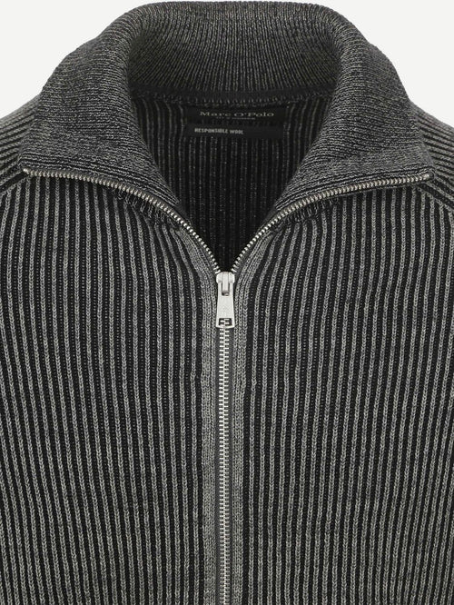 Marc o'polo vest rib wol mix grijs | Regular-fit