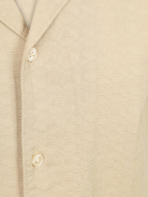 Crèpe overhemd short sleeves beige