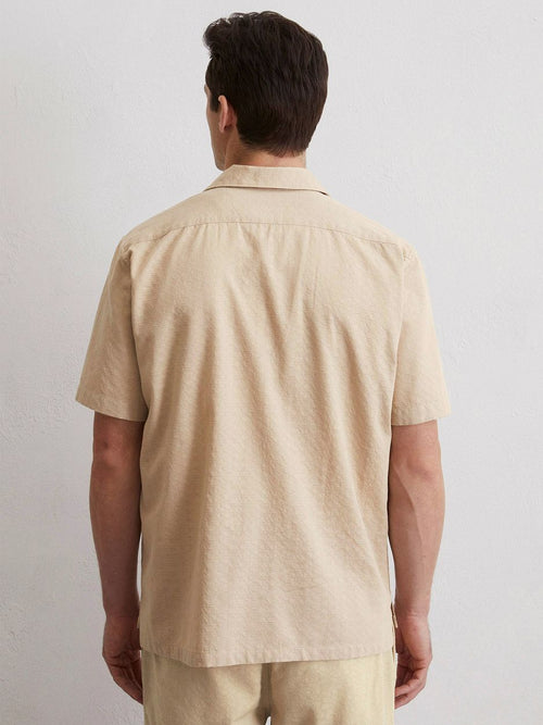 Crèpe overhemd short sleeves beige