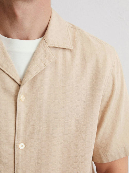 Crèpe overhemd short sleeves beige