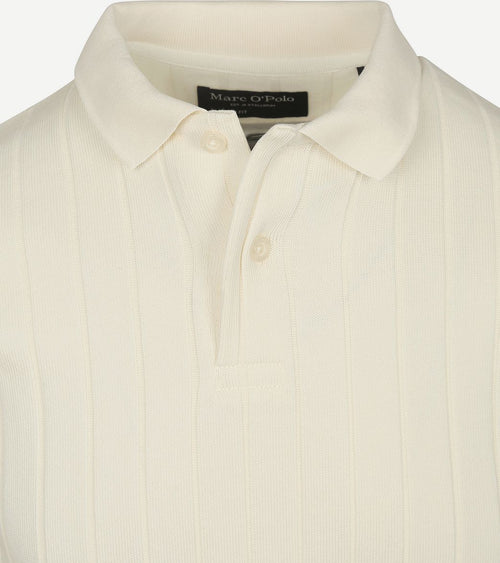 Marc o'polo knitted poloshirt ribstructuur off white | Regular-fit