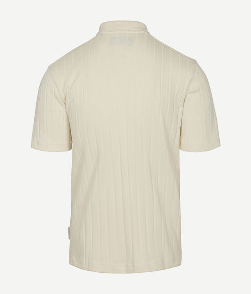 Marc o'polo knitted poloshirt ribstructuur off white | Regular-fit