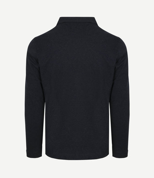 Longsleeve half-zip polo donkerblauw