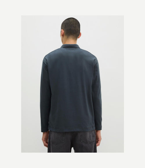 Longsleeve heavy poloshirt peppercorn grey