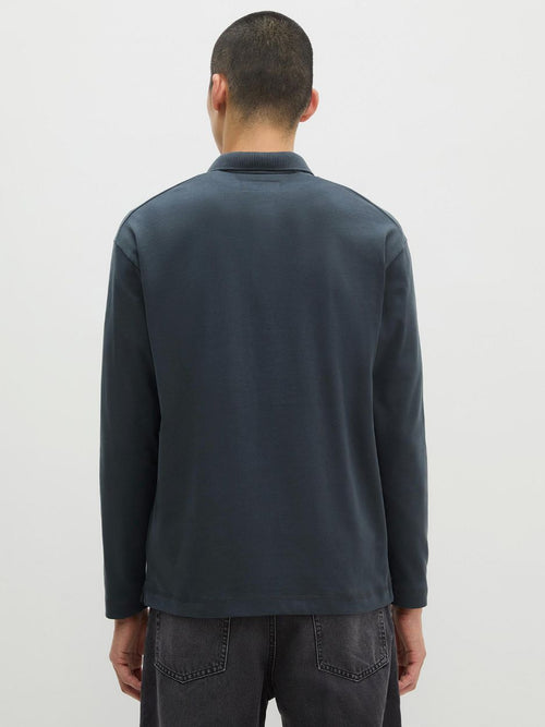 Longsleeve heavy poloshirt peppercorn grey