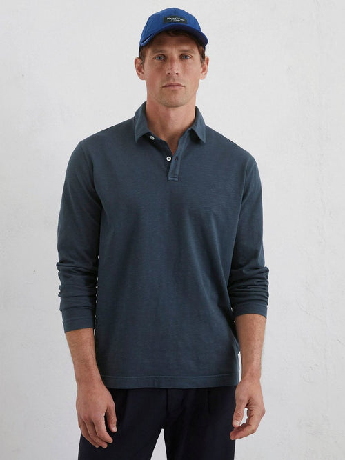 Longsleeve poloshirt donkerblauw