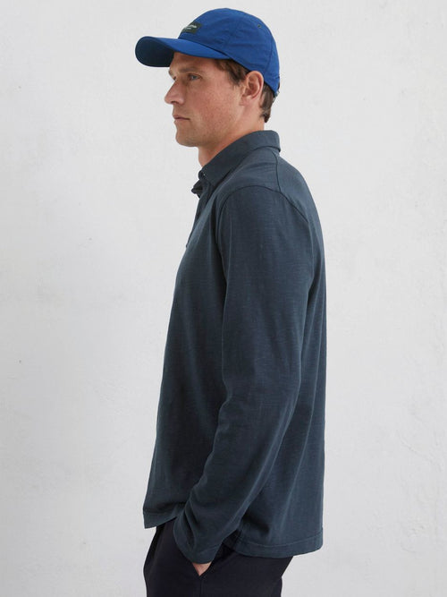 Longsleeve poloshirt donkerblauw