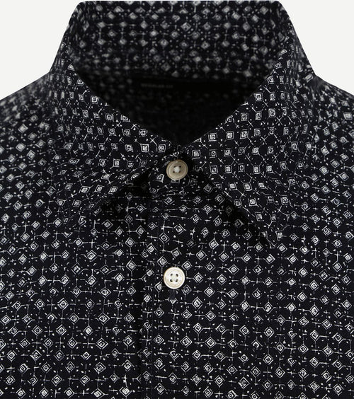 Overhemd short sleeves print donkerblauw