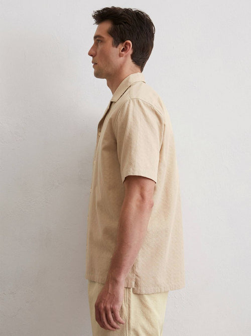 Crèpe overhemd short sleeves beige