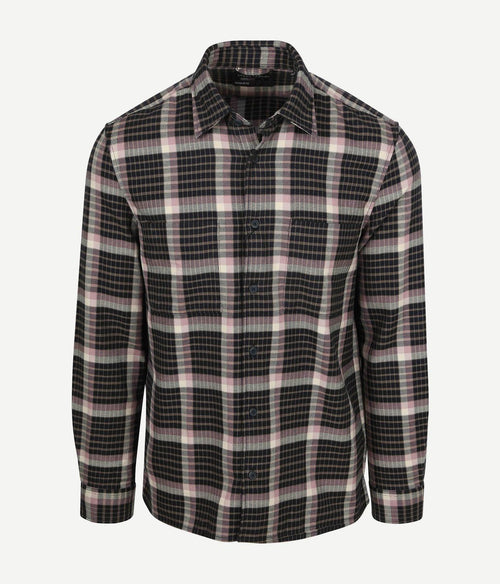 Overhemd ruiten donkerblauw mauve