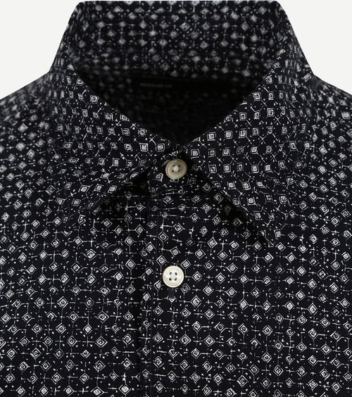 Marc o'polo overhemd short sleeves print donkerblauw | Regular-fit