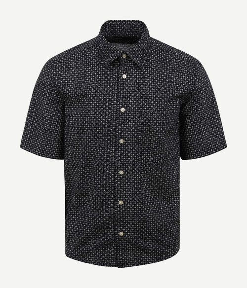 Marc o'polo overhemd short sleeves print donkerblauw | Regular-fit
