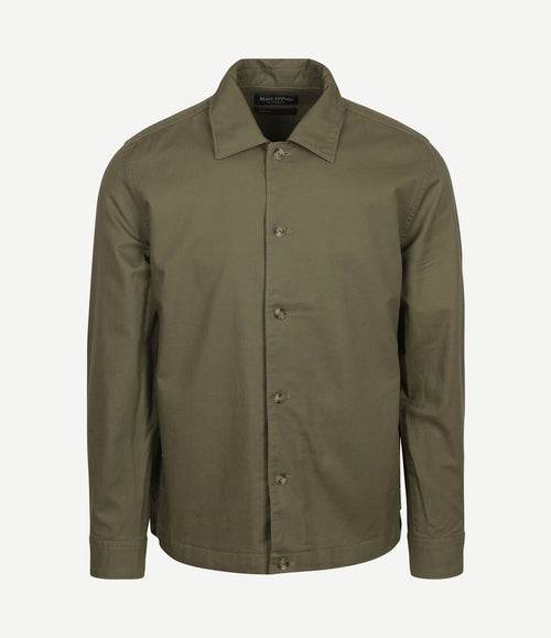Overshirt linnen blend olijfgroen