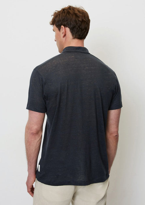 Marc o'polo poloshirt linnen donkerblauw | Regular-fit